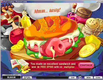 whats cooking free spin payout